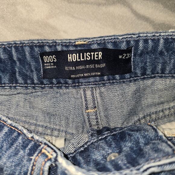 Hollister Ultra High-Rise Baggy Jeans Women's Size 000S w23S - Picture 7 of 10